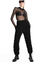 4M W5199 TROUSER Over Wide Fit Embossed Jersey UNISEX U Black LA HAINE INSIDE US