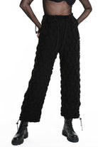 4M W5199 TROUSER Over Wide Fit Embossed Jersey UNISEX U Black LA HAINE INSIDE US