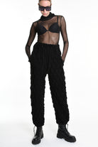 4M W5199 TROUSER Over Wide Fit Embossed Jersey UNISEX U Black LA HAINE INSIDE US