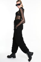 4M W5199 TROUSER Over Wide Fit Embossed Jersey UNISEX U Black LA HAINE INSIDE US