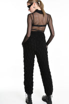 4M W5199 TROUSER Over Wide Fit Embossed Jersey UNISEX U Black LA HAINE INSIDE US