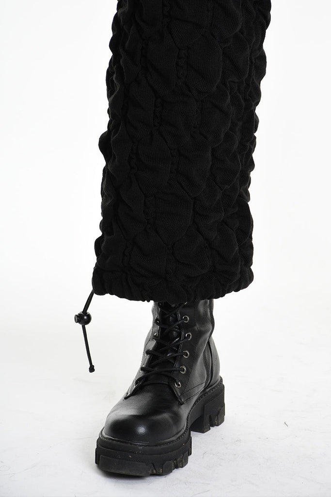 4M W5199 TROUSER Over Wide Fit Embossed Jersey UNISEX U Black LA HAINE INSIDE US