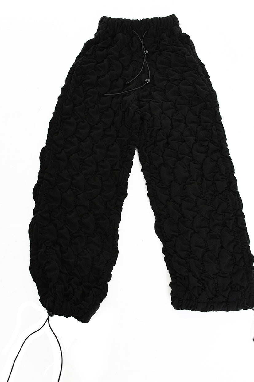 4M W5199 TROUSER Over Wide Fit Embossed Jersey UNISEX U Black LA HAINE INSIDE US