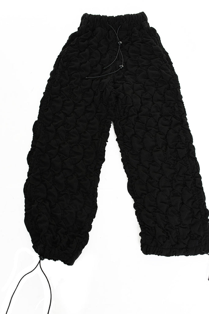 4M W5199 TROUSER Over Wide Fit Embossed Jersey UNISEX U Black LA HAINE INSIDE US