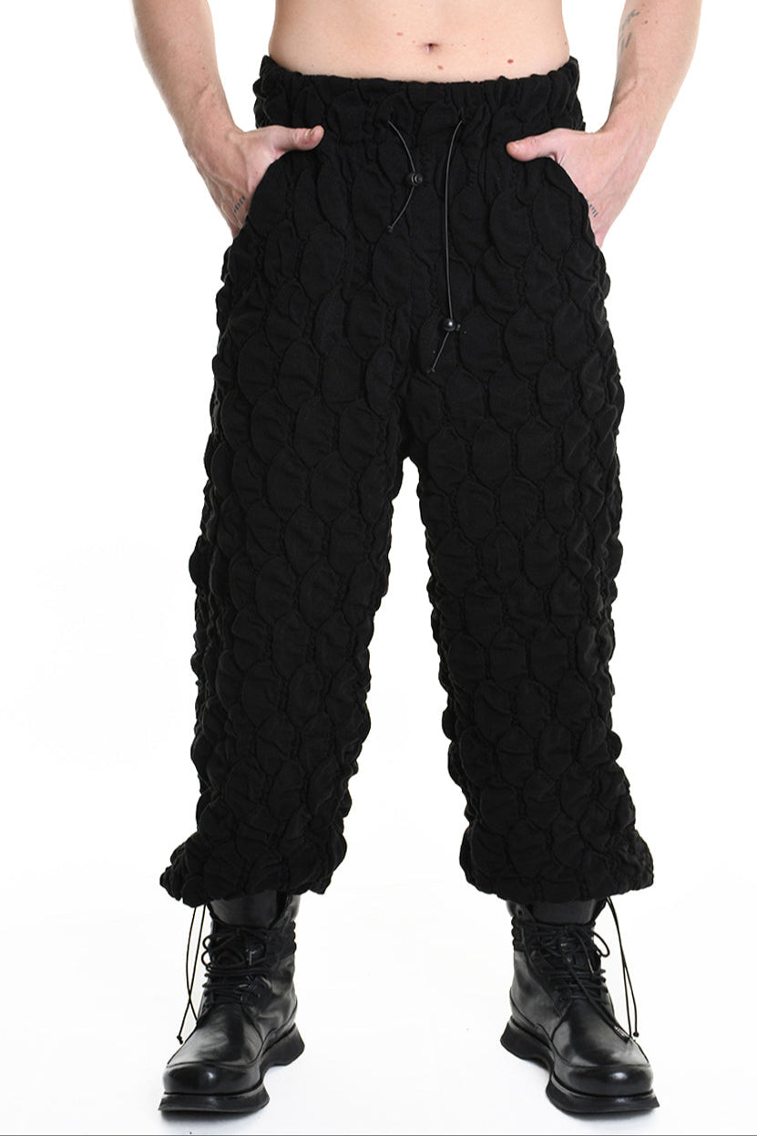 4M W5199 TROUSER Over Wide Fit Embossed Jersey UNISEX U Black LA HAINE INSIDE US