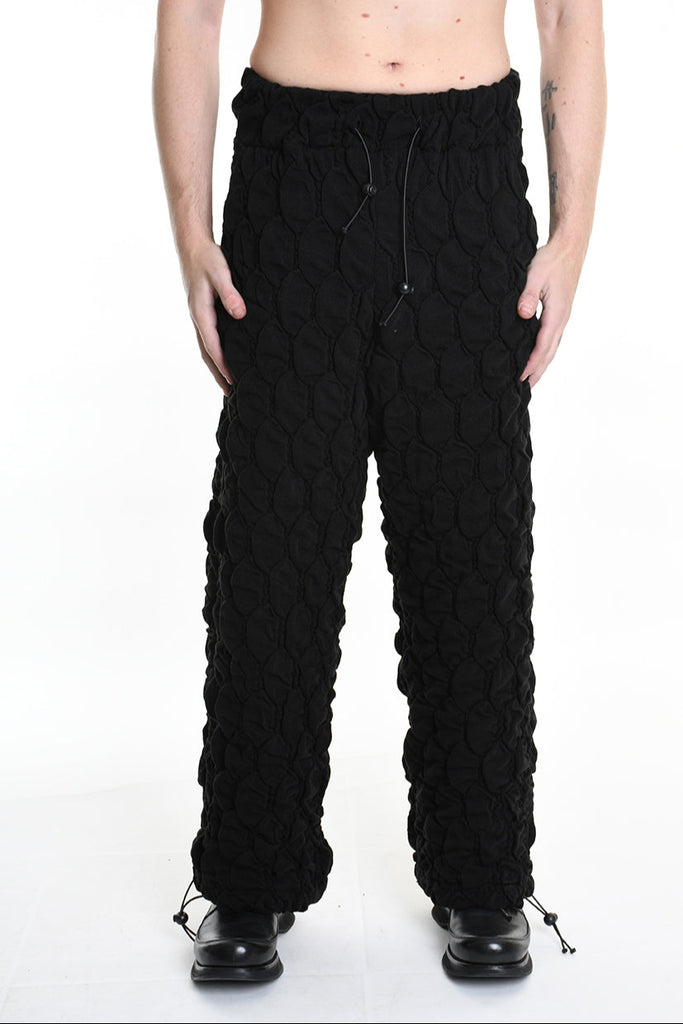 4M W5199 TROUSER Over Wide Fit Embossed Jersey UNISEX U Black LA HAINE INSIDE US