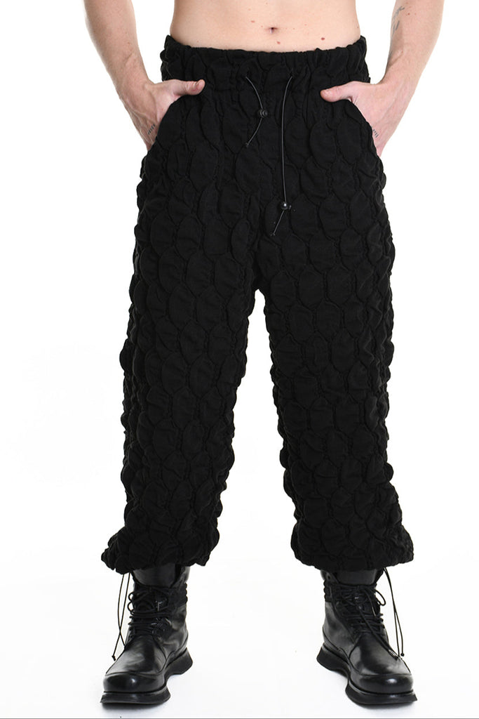 4M W5199 TROUSER Over Wide Fit Embossed Jersey UNISEX U Black LA HAINE INSIDE US