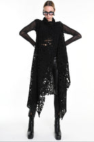 4M W5200 OVERSIZED ASYMMETRICAL VEST in Openwork Wool Blend UNISEX U Black          Ask ChatGPT LA HAINE INSIDE US