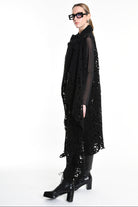 4M W5200 OVERSIZED ASYMMETRICAL VEST in Openwork Wool Blend UNISEX U Black          Ask ChatGPT LA HAINE INSIDE US