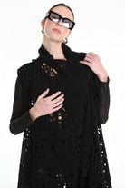 4M W5200 OVERSIZED ASYMMETRICAL VEST in Openwork Wool Blend UNISEX U Black          Ask ChatGPT LA HAINE INSIDE US