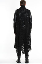 4M W5200 OVERSIZED ASYMMETRICAL VEST in Openwork Wool Blend UNISEX U Black          Ask ChatGPT LA HAINE INSIDE US