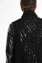 4M W5200 OVERSIZED ASYMMETRICAL VEST in Openwork Wool Blend UNISEX U Black          Ask ChatGPT LA HAINE INSIDE US