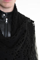 4M W5200 OVERSIZED ASYMMETRICAL VEST in Openwork Wool Blend UNISEX U Black          Ask ChatGPT LA HAINE INSIDE US