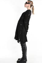 4M W5201 DRESS Flared Blend Wool Black LA HAINE INSIDE US