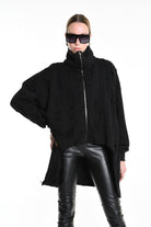 4M W5202 SWEATSHIRT Over Asymmetric Knitted Blend Wool Black LA HAINE INSIDE US