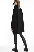 4M W5202 SWEATSHIRT Over Asymmetric Knitted Blend Wool Black LA HAINE INSIDE US