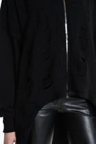 4M W5202 SWEATSHIRT Over Asymmetric Knitted Blend Wool Black LA HAINE INSIDE US