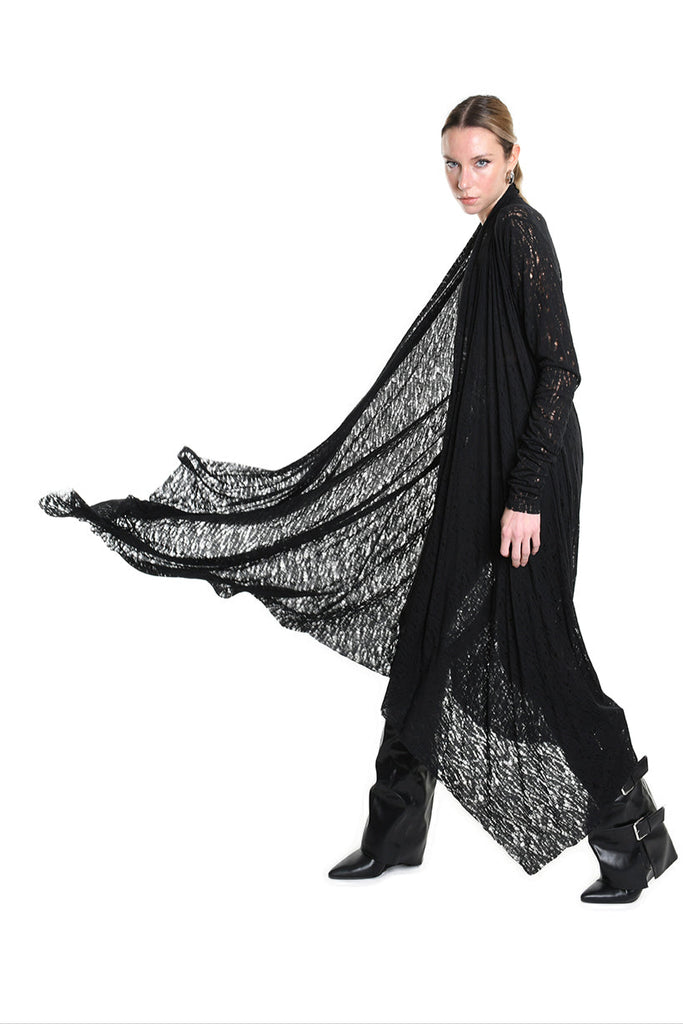 4M W5203 CARDIGAN in Viscose Wool UNISEX U Black LA HAINE INSIDE US