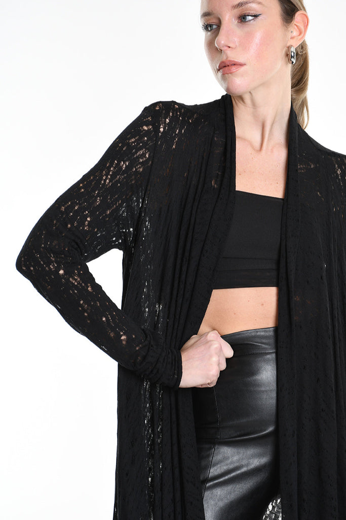 4M W5203 CARDIGAN in Viscose Wool UNISEX U Black LA HAINE INSIDE US