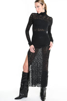 4M W5204 DRESS Viscose Wool Black LA HAINE INSIDE US