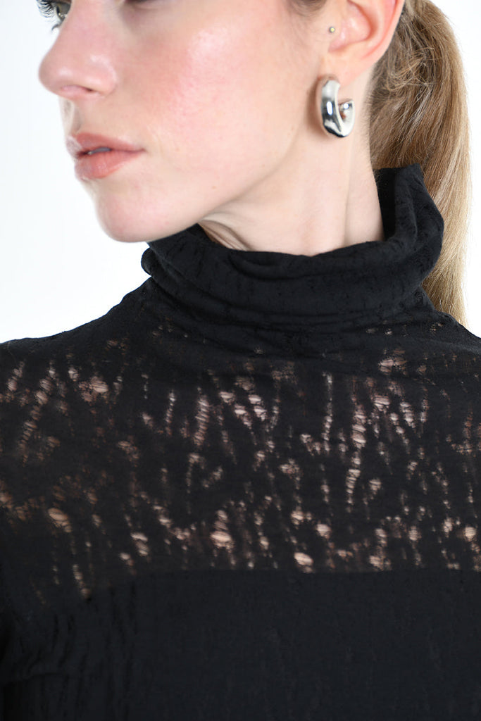 4M W5204 DRESS Viscose Wool Black LA HAINE INSIDE US