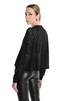 4M W5205 SWEATER Over Crop Viscose Wool Black LA HAINE INSIDE US