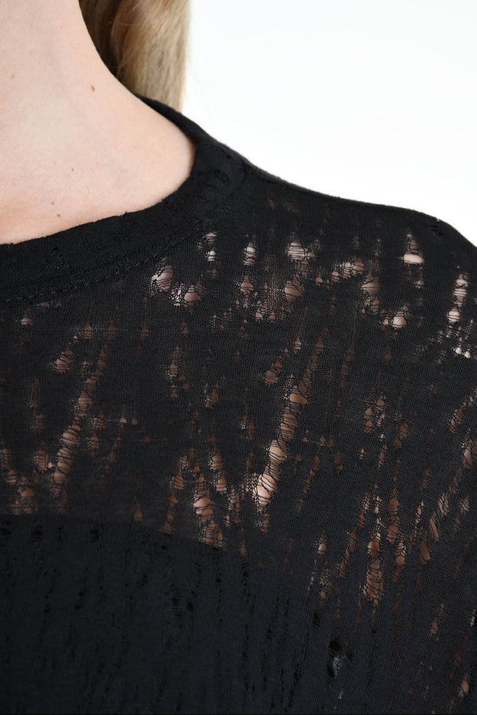 4M W5205 SWEATER Over Crop Viscose Wool Black LA HAINE INSIDE US