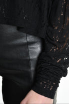 4M W5205 SWEATER Over Crop Viscose Wool Black LA HAINE INSIDE US