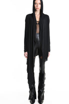 4M W5207 ASYMMETRICAL CARDIGAN in Modal Cashmere Black LA HAINE INSIDE US