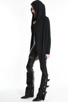4M W5207 ASYMMETRICAL CARDIGAN in Modal Cashmere Black LA HAINE INSIDE US