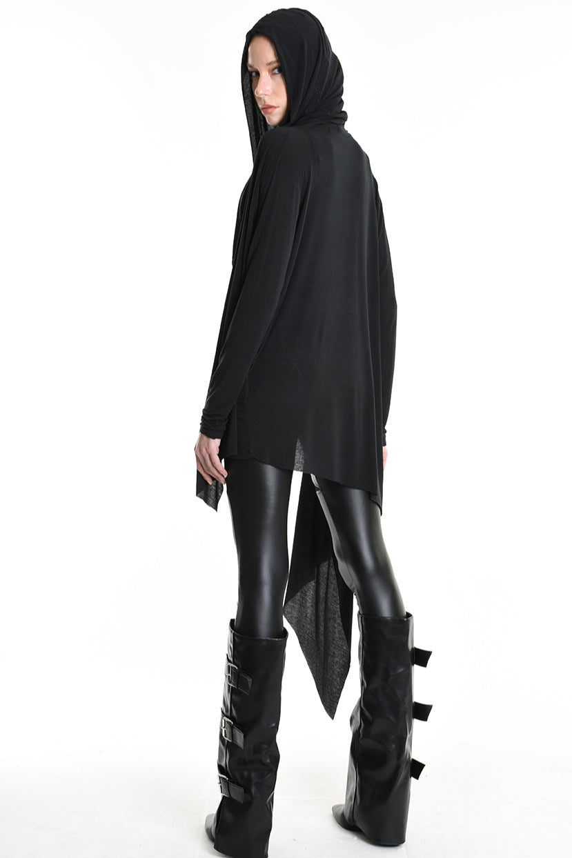 4M W5207 ASYMMETRICAL CARDIGAN in Modal Cashmere Black LA HAINE INSIDE US