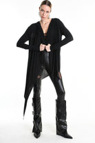 4M W5207 ASYMMETRICAL CARDIGAN in Modal Cashmere Black LA HAINE INSIDE US