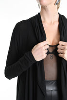4M W5207 ASYMMETRICAL CARDIGAN in Modal Cashmere Black LA HAINE INSIDE US