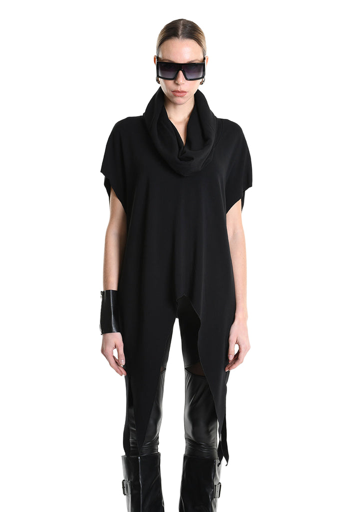 4M W5208 SWEATER Over Asymmetric Jersey Bamboo Black LA HAINE INSIDE US