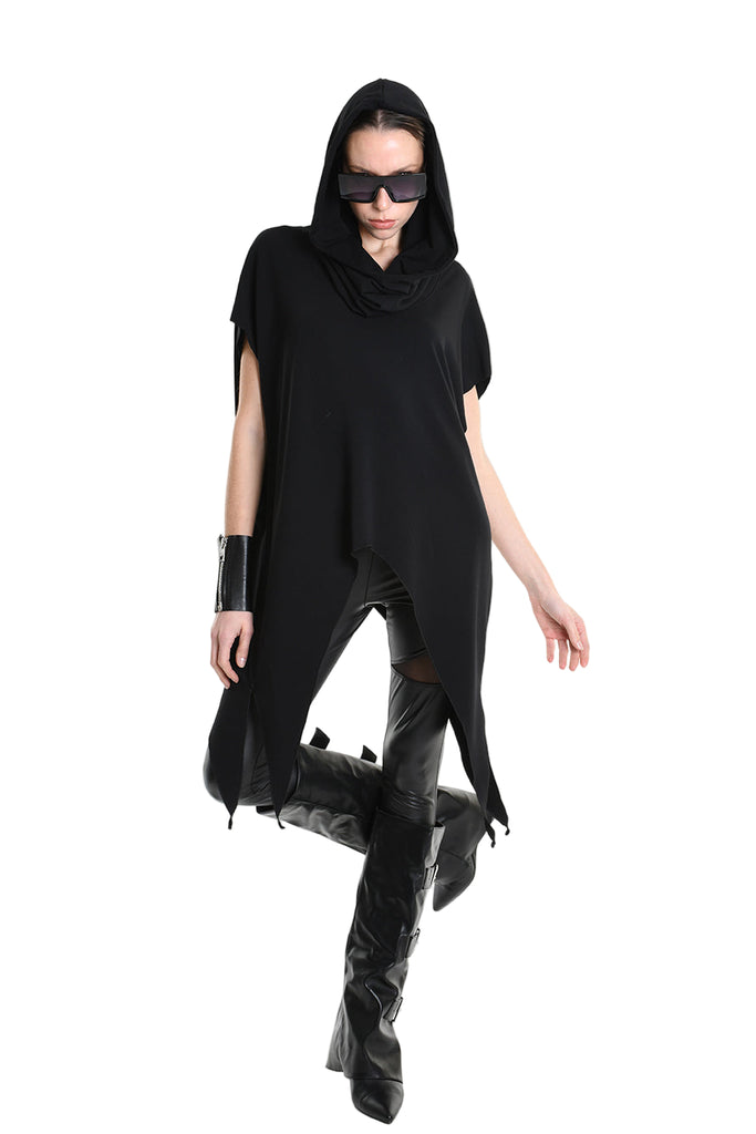 4M W5208 SWEATER Over Asymmetric Jersey Bamboo Black LA HAINE INSIDE US