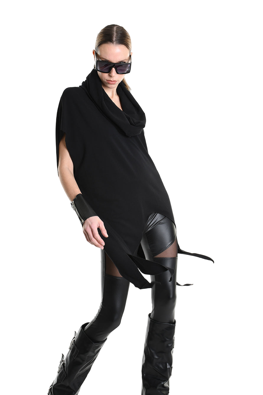 4M W5208 SWEATER Over Asymmetric Jersey Bamboo Black LA HAINE INSIDE US