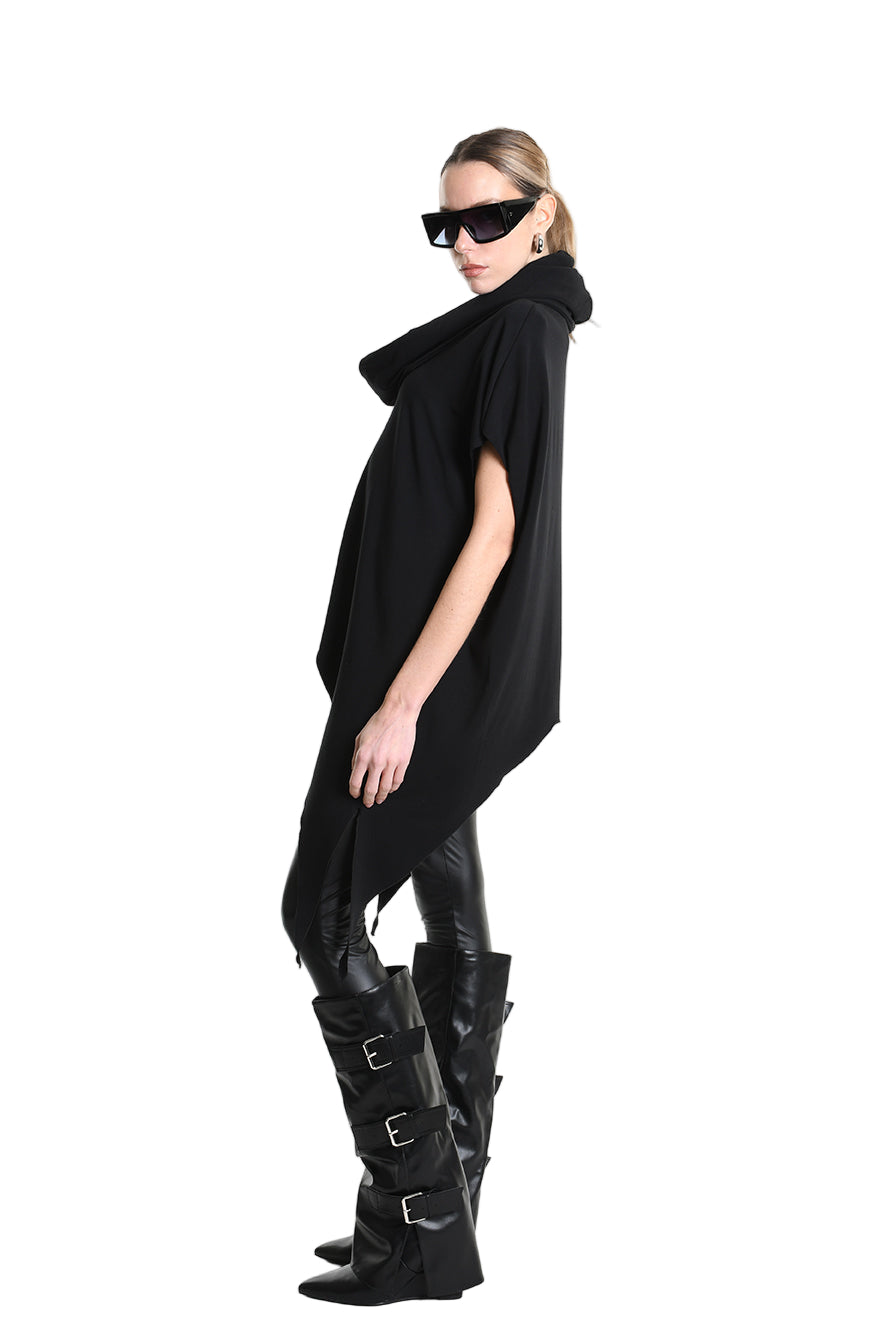 4M W5208 SWEATER Over Asymmetric Jersey Bamboo Black LA HAINE INSIDE US