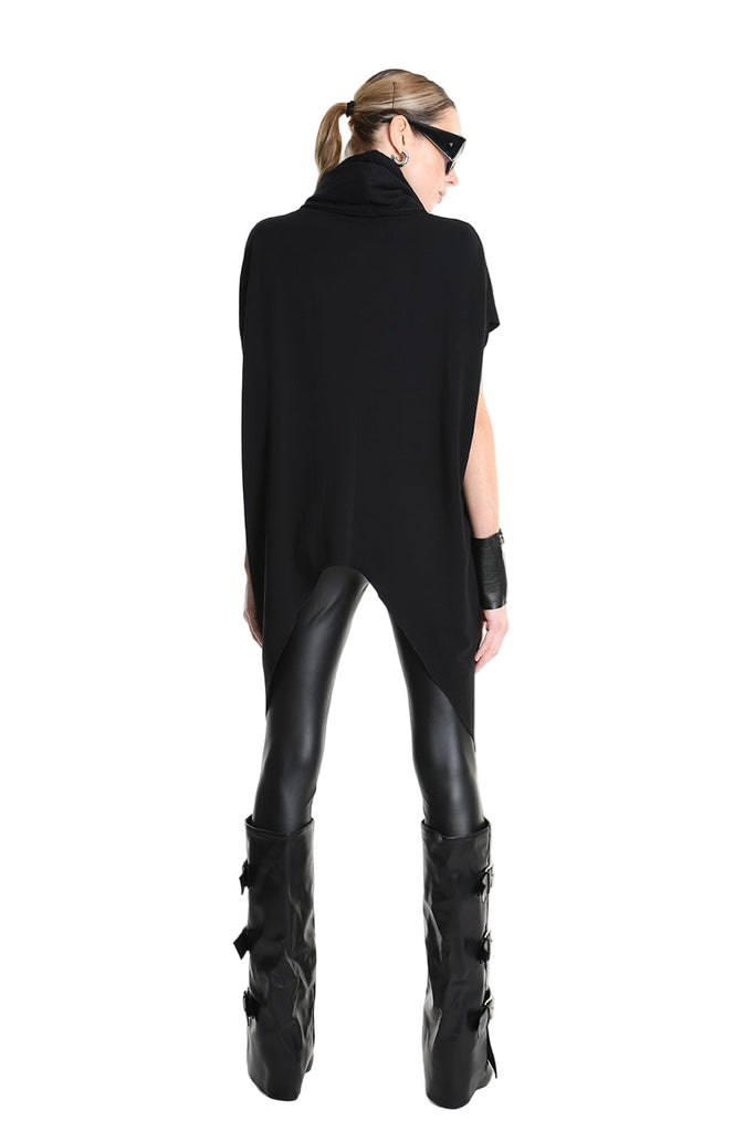 4M W5208 SWEATER Over Asymmetric Jersey Bamboo Black LA HAINE INSIDE US