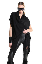 4M W5208 SWEATER Over Asymmetric Jersey Bamboo Black LA HAINE INSIDE US