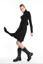 4M W5209 DRESS Asymmetric Jersey Bamboo Black LA HAINE INSIDE US