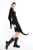 4M W5209 DRESS Asymmetric Jersey Bamboo Black LA HAINE INSIDE US