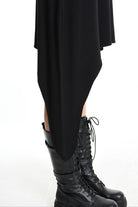 4M W5209 DRESS Asymmetric Jersey Bamboo Black LA HAINE INSIDE US