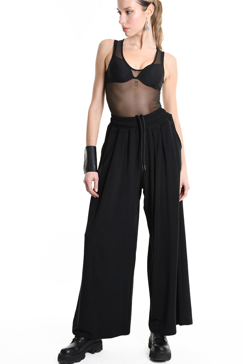 4M W5250 TROUSER Wide Fit Jersey Bamboo Black WOMAN LA HAINE INSIDE US