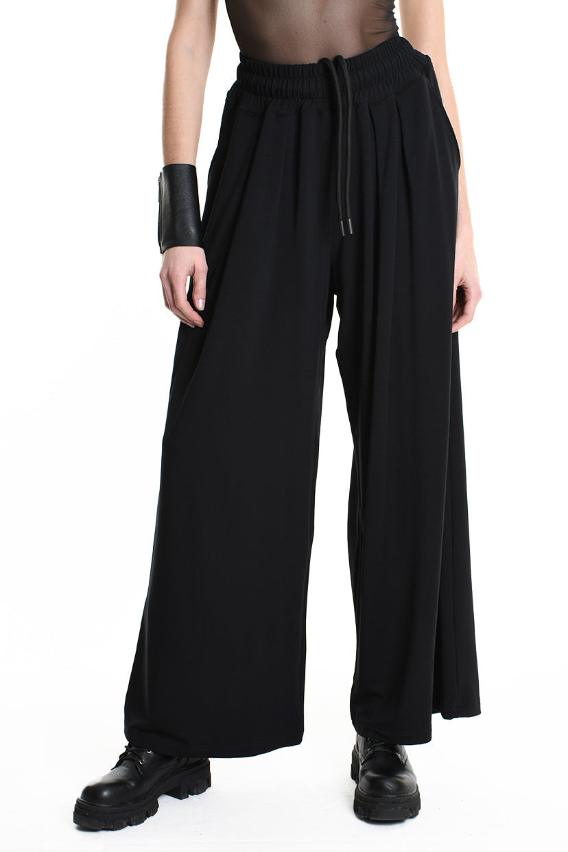 4M W5250 TROUSER Wide Fit Jersey Bamboo Black WOMAN LA HAINE INSIDE US