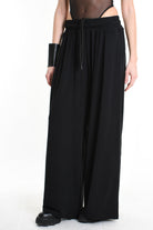 4M W5250 TROUSER Wide Fit Jersey Bamboo Black WOMAN LA HAINE INSIDE US