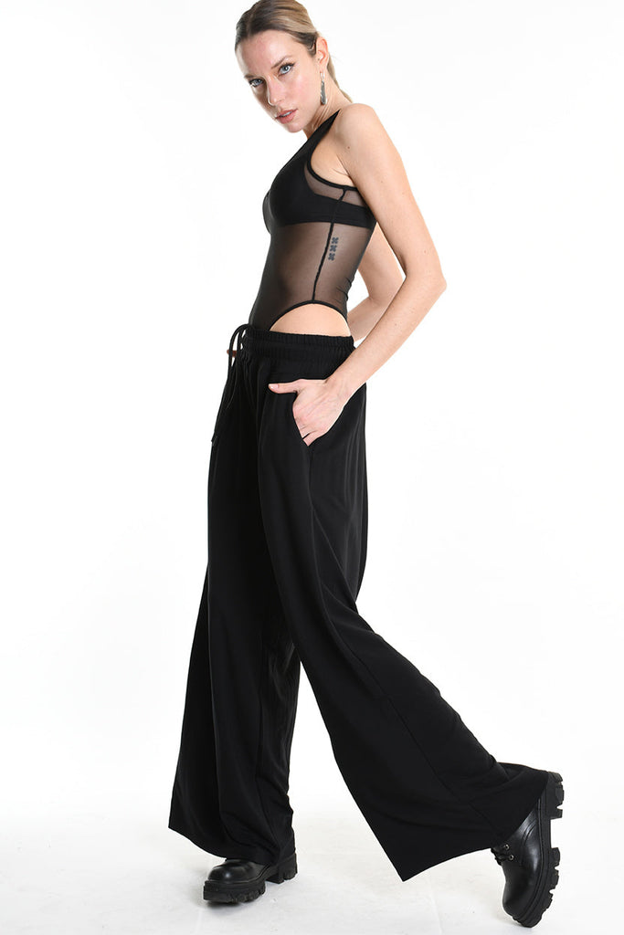 4M W5250 TROUSER Wide Fit Jersey Bamboo Black WOMAN LA HAINE INSIDE US