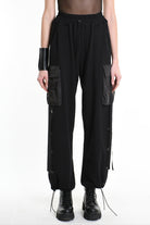 4M W5251 TROUSER Wide Fit Fleece Stretch & Nylon Black WOMAN LA HAINE INSIDE US