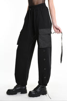 4M W5251 TROUSER Wide Fit Fleece Stretch & Nylon Black WOMAN LA HAINE INSIDE US