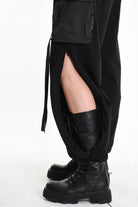 4M W5251 TROUSER Wide Fit Fleece Stretch & Nylon Black WOMAN LA HAINE INSIDE US