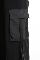 4M W5251 TROUSER Wide Fit Fleece Stretch & Nylon Black WOMAN LA HAINE INSIDE US